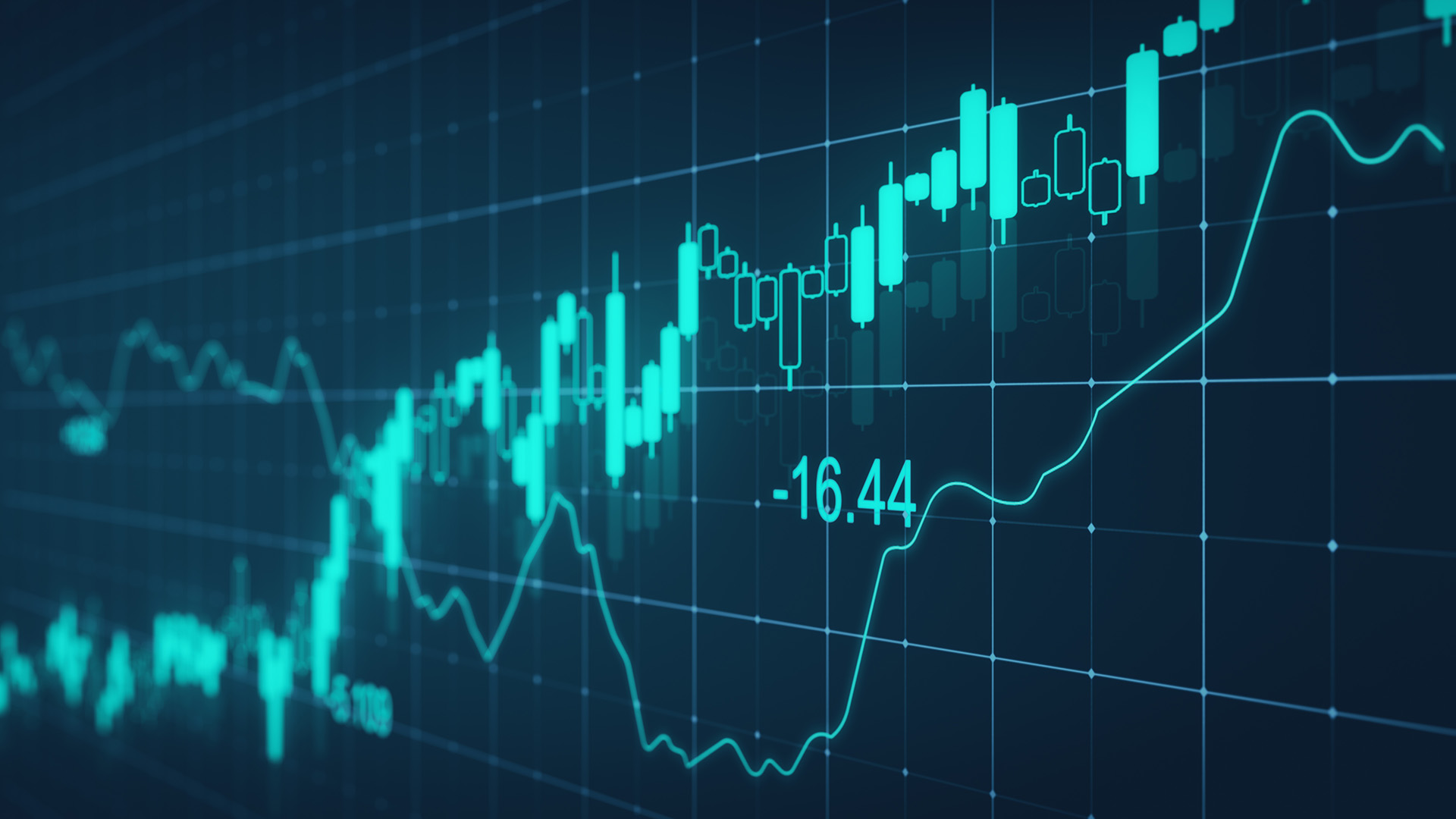 Financial market graph in turquoise amid Markets Await More Data Next Friday